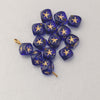 Vintage Czech glass 7mm cube with diagonal hole and gold star. Pkg of 10.b11-bl-0765