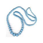 Graduated opaque blue glass 18 inch strand, Occupied Japan. 4-9mm. b11-bl-1023(e)