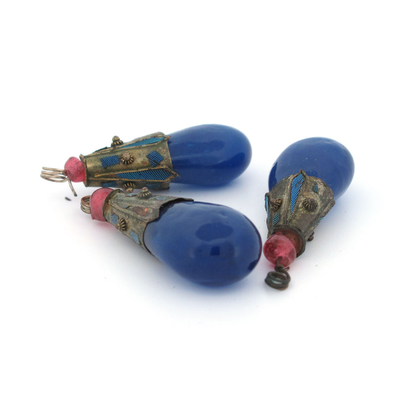 Antique Chinese glass Mandarin court necklace counterweight pendants. Sold individually. Rare. b11-bl-2167
