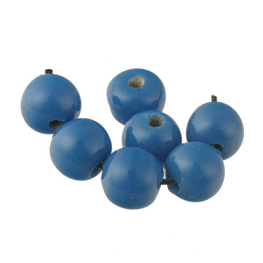 Antique Chinese opaque blue wound glass beads. Average 10mm  Pkg 6 b11-bl-2156-2