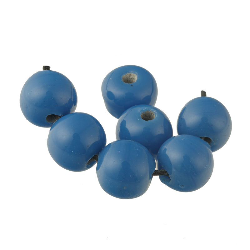 Chinese opaque blue Peking Glass beads 11mm. Pkg 4.  b11-bl-2180