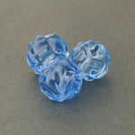 Antique carved blue glass Mandarin Court bead.  22-23mm. 1 pc. China b11-bl-2163