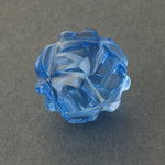 Antique carved blue glass Mandarin Court bead.  22-23mm. 1 pc. China b11-bl-2163