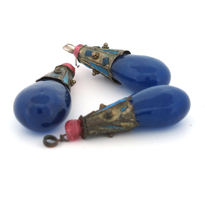 Antique Chinese glass Mandarin court necklace counterweight pendants. Sold individually. Rare. b11-bl-2167