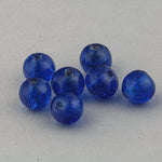 Antique Chinese translucent bubbly blue“Peking Glass” beads.9x10mm. Pkg 6. b11-bl-2176