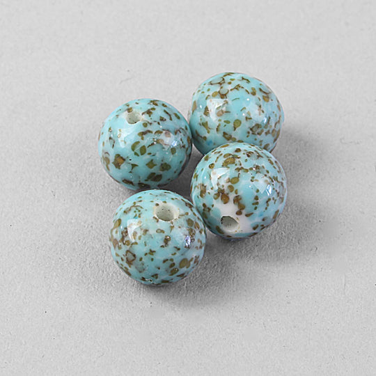 Exceptional crumb style glass beads.  Czechoslovkia.  1930s.  Pkg 4.  b11-bl-2182