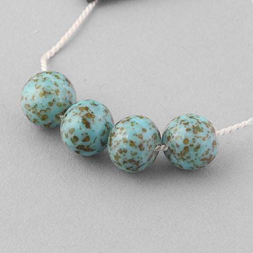 Exceptional crumb style glass beads.  Czechoslovkia.  1930s.  Pkg 4.  b11-bl-2182