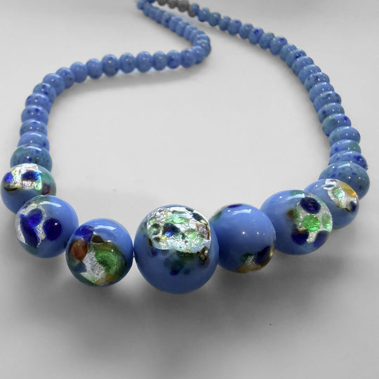 12" strand of rare Japanese crumb style and foil glass beads.  b11-mi-2188