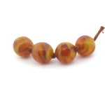 Vintage swirled translucent root beer & caramel glass rounds. 10mm. Pkg 4. b11-br-0817