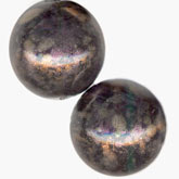 Vintage 10mm round black/bronze glass bead with a dappled magenta & gold. Pkg of 10.  b11-bw-0793