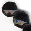 Antique Gablonz, Bohemia faceted black glass 2-hole beads. 11mm.Strand of 23. B11-BW-0801