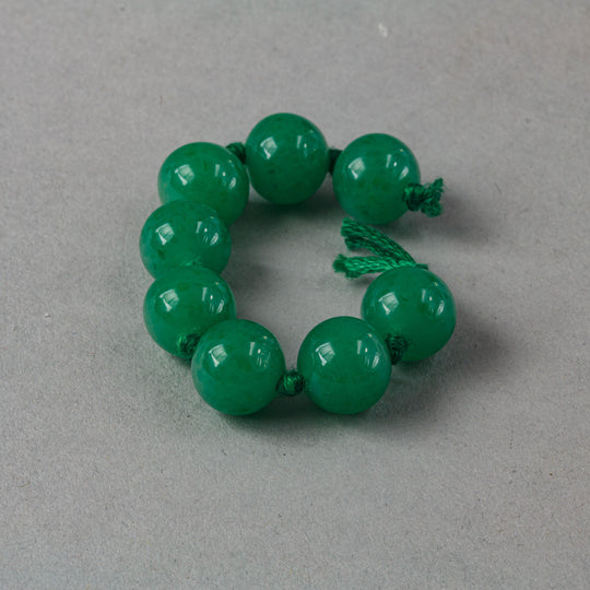 Vintage Japanese translucent mottled green wound glass beads 10mm. 8 pcs. b11-gr-2052