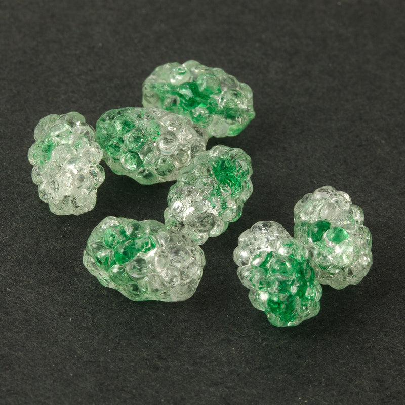 Green molded Givre Oval, vintage Czech, 10 x 6mm. Pkg of 4. B11-gr-2068