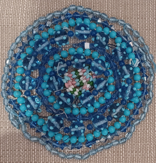 Vintage Czech, Chinese & Japanese blue glass bead strand mix. b11-mx04