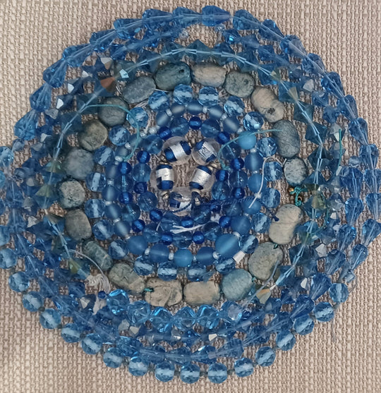 Vintage Czech, India & Japan blue glass bead strand mix. b11-mx05