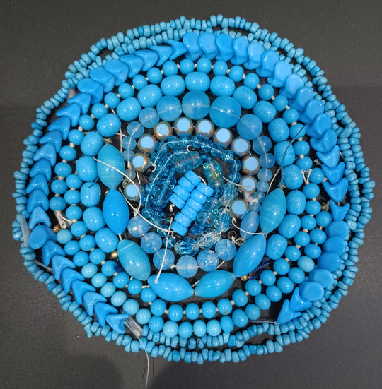 Vintage Czech, German & Japanese turquoise blue glass bead strand mix. b11-mx10