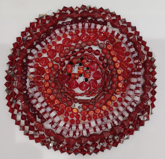 Vintage glass bead mix from Czechoslovakia, Germany & Japan in array of red hues. 9.7oz. b11-mx16