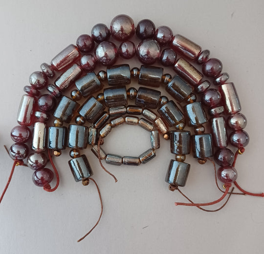 Vintage luster glass bead mix. 5 strands. 7oz. b11-mx29