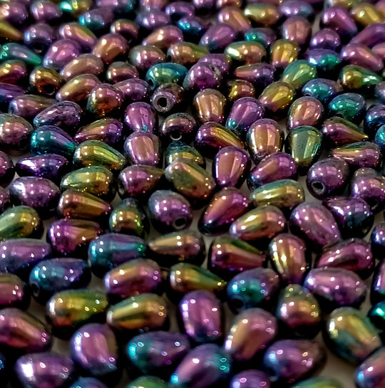 Tiny purple iris teardrops. 7x5mm. Pkg of 25. b11-pp-0800