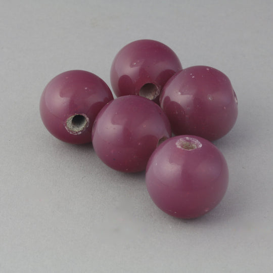 Old Chinese opaque mauve color wound glass bead .20-21mm.  Pkg.1.   b11-pp-1207