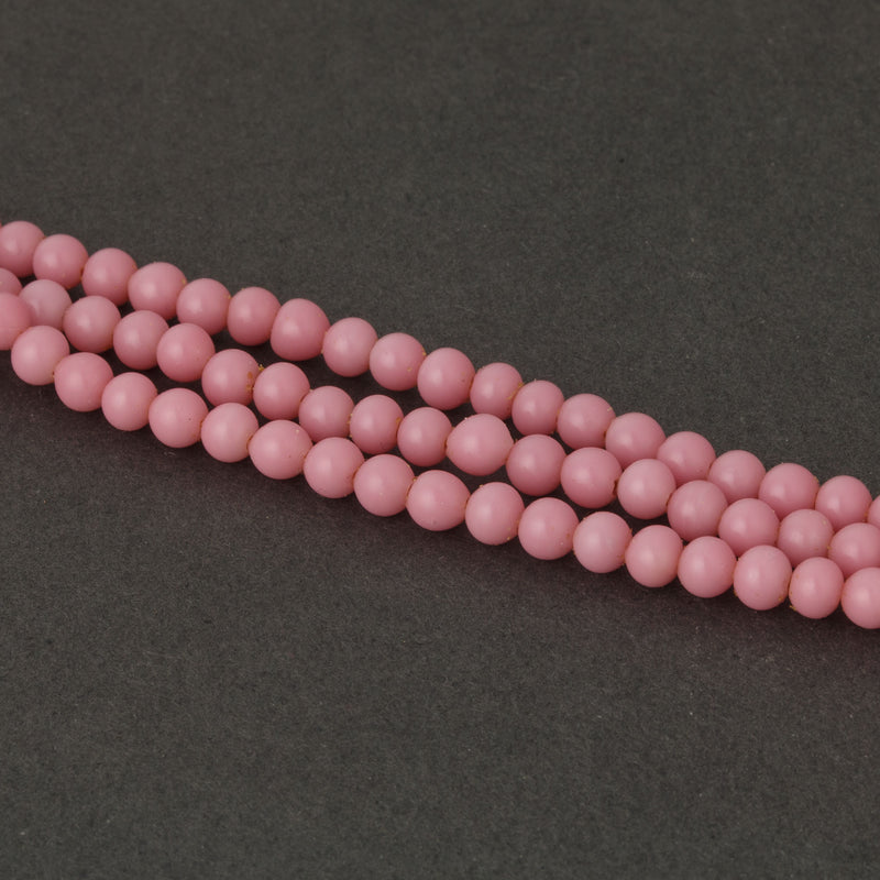 Vintage 4.4mm pink glass rounds, one 7" strand (aprox. 45 beads). B11-PP-1273