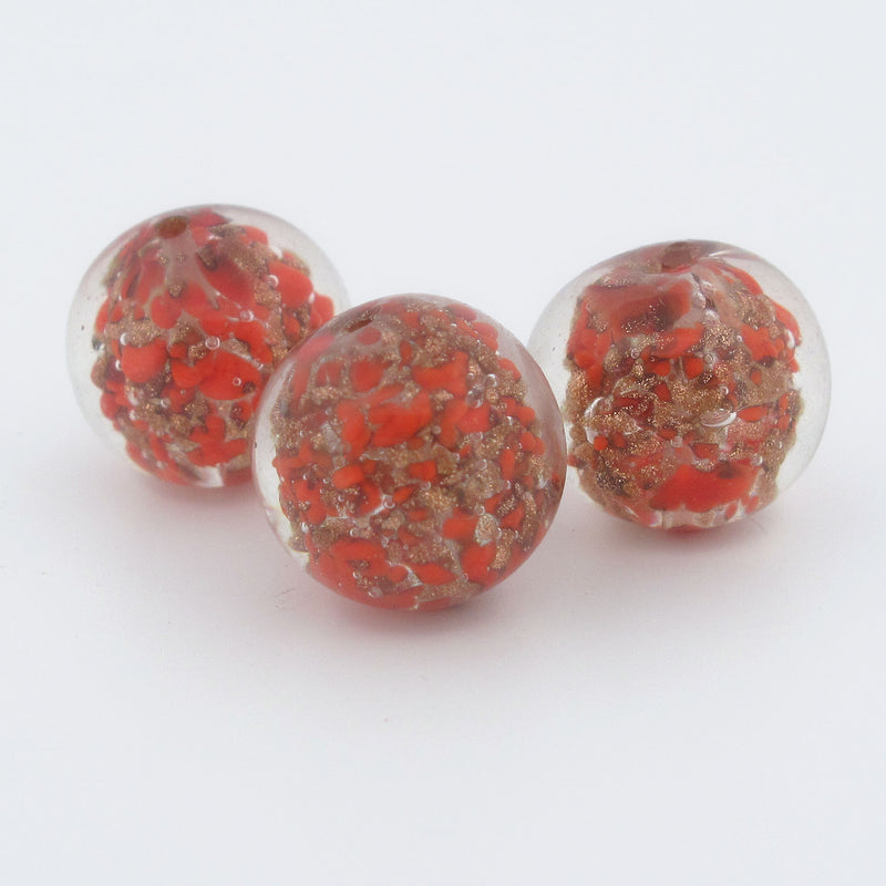 Vintage red and aventurine sommerso glass beads from Murano. Pkg 1. b11-rd-0911