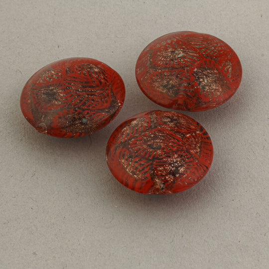 Vintage Venetian Murano Aventurina Sommerso lampwork beads. 20x10mm. Pkg 1. b11-rd-0911