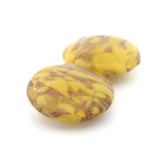 Murano Sommerso yellow & Aventurina glass disk tablet beads. 1950s. Pkg1. b11-yo-1043