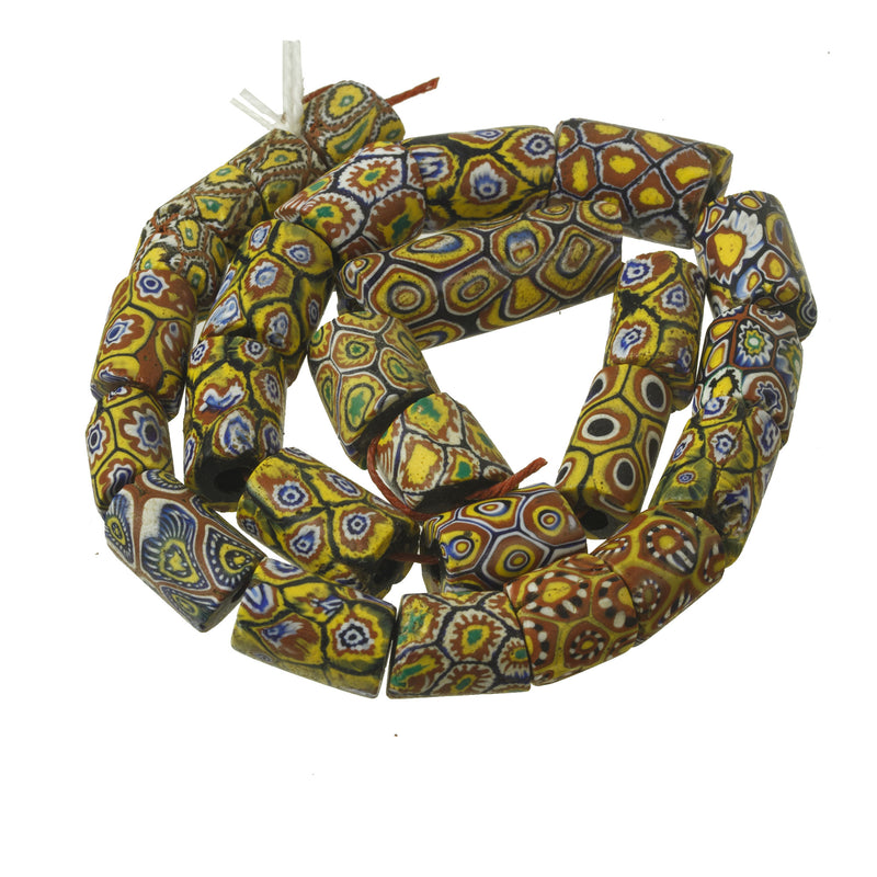Antique Venetian millefiori  trade beads,14 inch strand, 26 beads, African trade. b1-2036