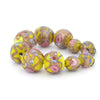 Vivid Yellow Fiorato Wedding Cake Beads, Strand of 10 beads, 9mm-15mm. b1-2090