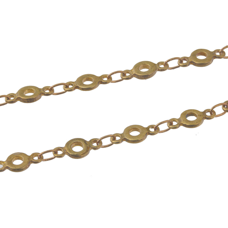 Vintage solid brass  "O" link station chain. 1980s. 4mm.  Per foot.  b12-chn715