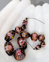 Vintage Venetian Fiorato Wedding Cake beads, 1950s. 12 beads, 1 Str. b1-3002