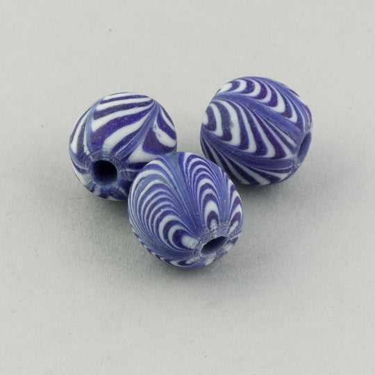 Ancient East Java hand made Pelangi Zebra  Jatim glass bead replica. 18-20mm. Pkg 1.  b1-3016