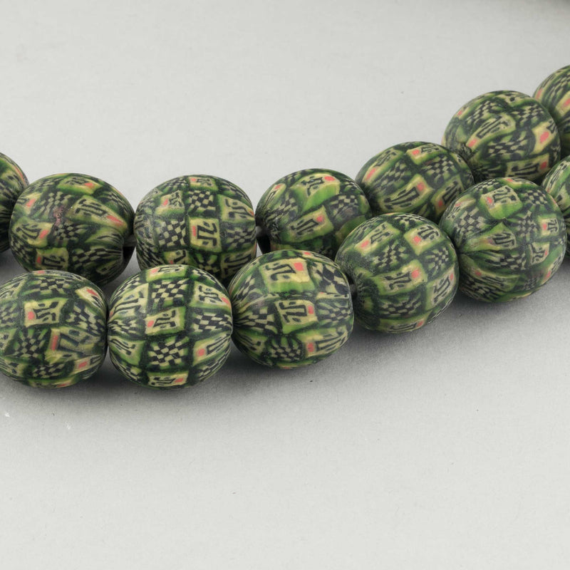 Ancient Roman era mosaic glass bead reproduction. Hand made in Java.  19mm. Pkg 1. b1-3017