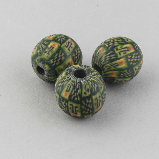 Ancient Roman era mosaic glass bead reproduction. Hand made in Java.  19mm. Pkg 1. b1-3017