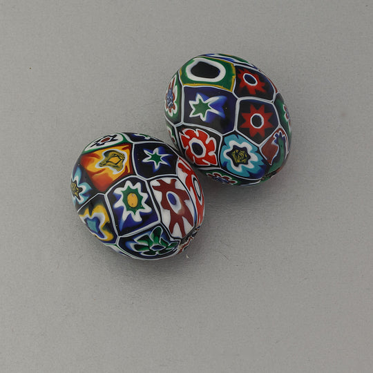Vintage large egg-shaped Murano millefiori glass bead from the 1950s.  27x22mm  Pkg.1. b1-3020