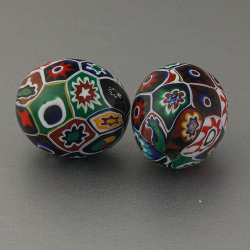 Vintage large egg-shaped Murano millefiori glass bead from the 1950s.  27x22mm  Pkg.1. b1-3020