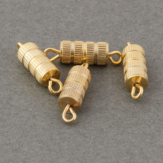Vintage gold plate barrel clasps. 17mm. Pkg 12. b8-0164