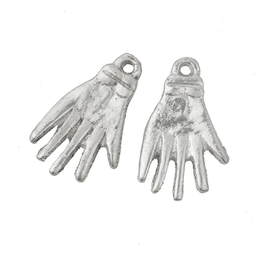 Hand Pendant, Silver plated brass. 22x13x1.5mm. India Pkg of 2. b18-0207s