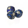 Silver over copper enamel beads with silver stars, 10mm. Package of 2. B18-601