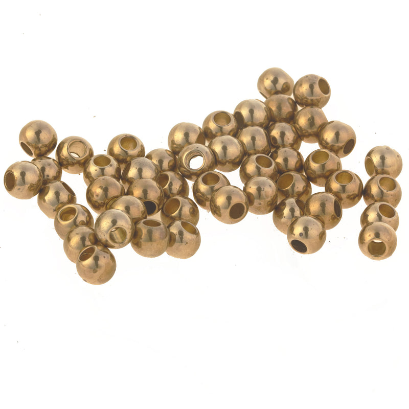 Antiqued brass large hole beads, 4x5mm. Pkg 25. b18-692