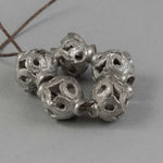 Vintage tribal style hollow silver plated beads.  14.5x12.25mm . b18-694