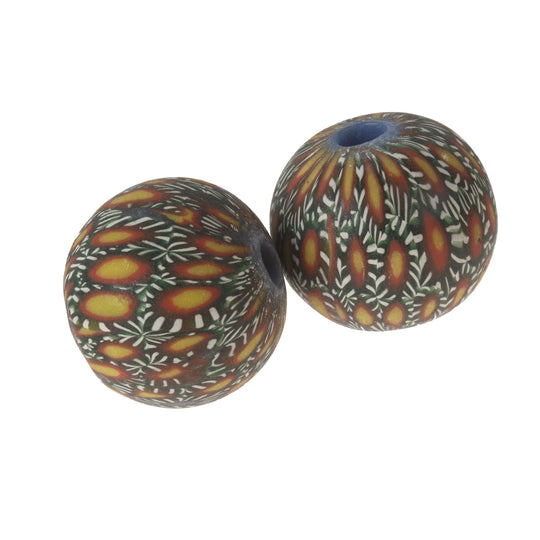 Ancient Jatim Glass Eye Bead replica. 20mm.Indonesia. Pkg 1. b1-878
