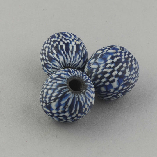 Ancient Java mosaic glass bead reproduction. Hand made 20mm.  Pkg1.   b1-882