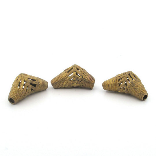 Elbow Ghana Brass Trade Beads, handcrafted. Africa. Pkg 1. b18-680