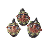 Phoenician Head Pendant, orange, green spots, reproduction. Pkg 1. b1-916