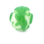 Peking Glass Carved bead, green dragons on milky white glass. Pkg 1.  b1-940