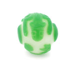 Peking Glass Carved bead, green dragons on milky white glass. Pkg 1.  b1-940