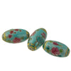 Chinese hand-painted oval porcelain blue beads 25x14mm. 2 pcs. b2-937