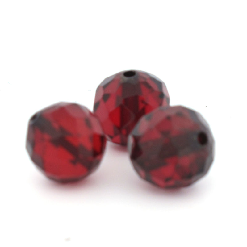 Cherry Amber Faceted Bakelite beads.  14mm.  Very rare.  1920s. Pkg2. b6-236